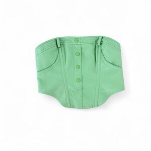 Camila Coelho Faux Leather Green Corset Top